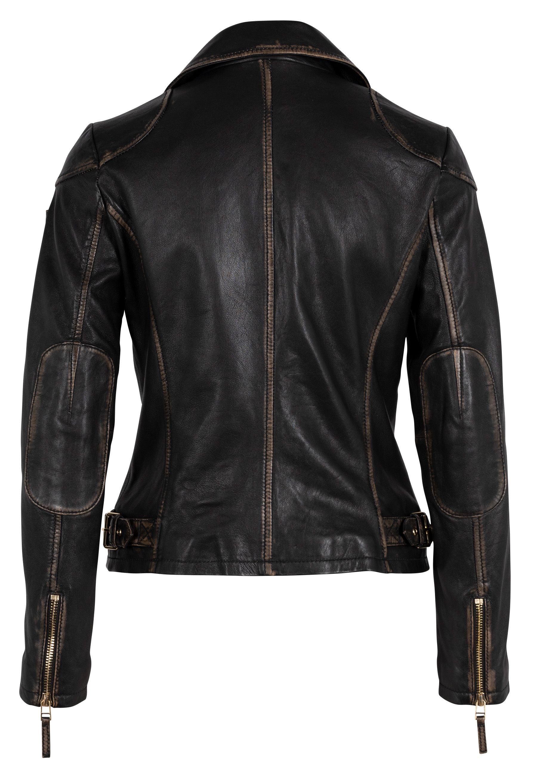 Peggie RF Leather Jacket, Black Beige – mauritiusleather
