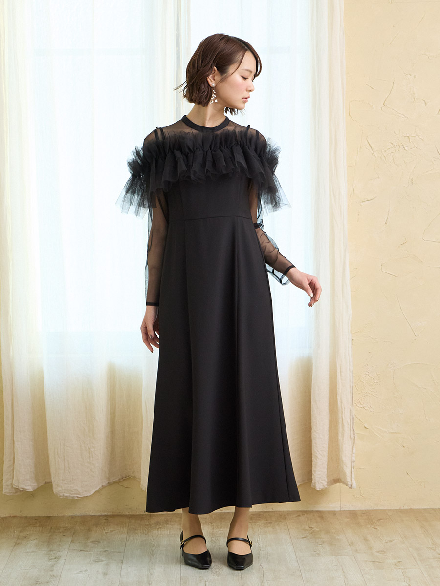 試着キャンペーン対象】チュールフリルビスチェ×ロングスリーブ