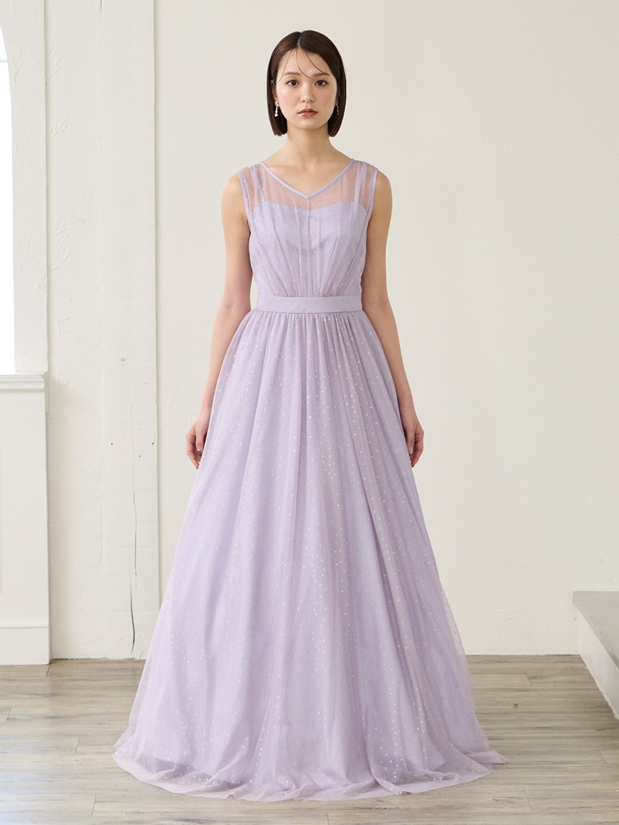 グリッタードットチュールロングドレス(M ライトグレー): AIMER | エメ