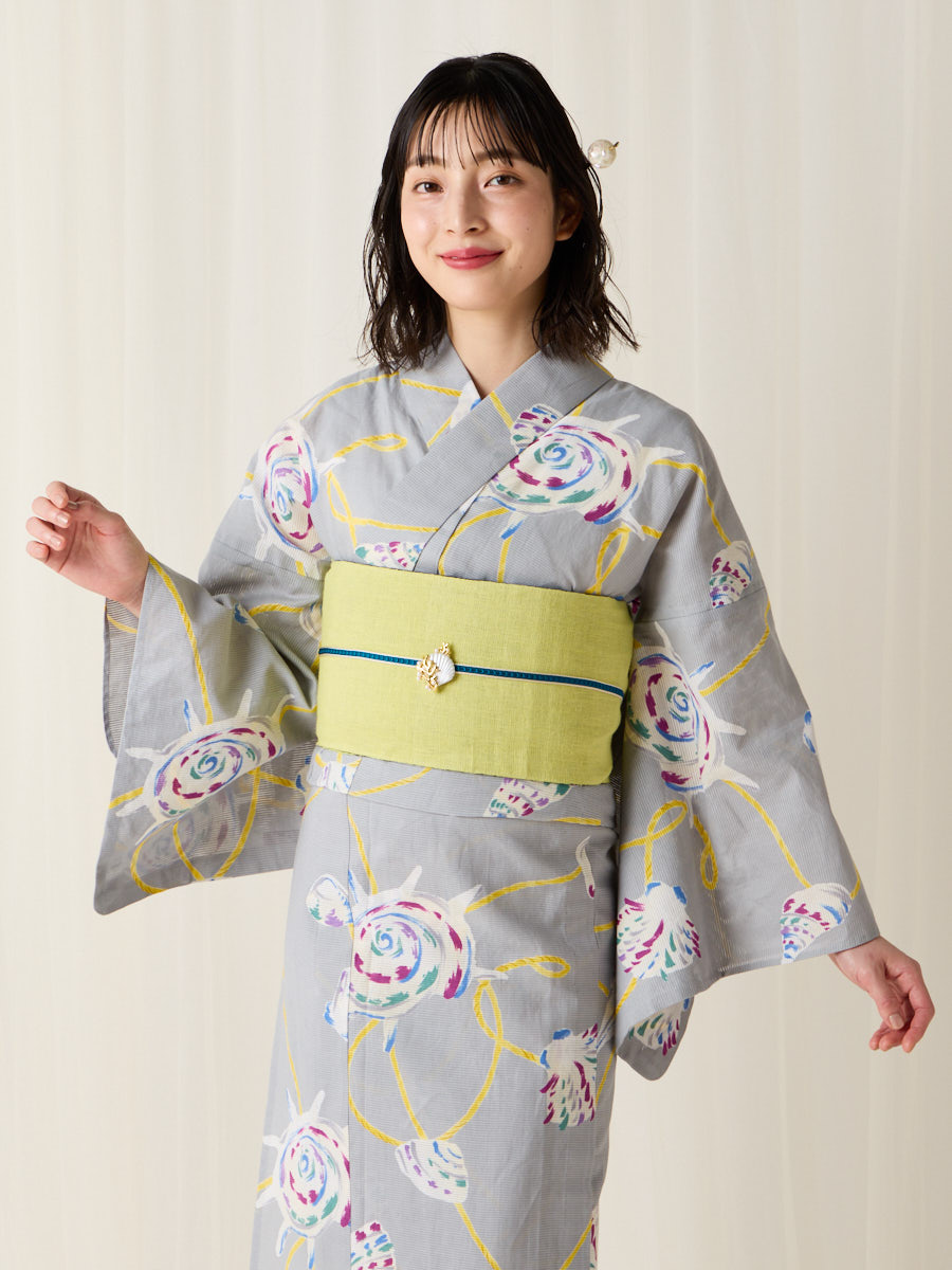 残りわずか】浴衣単品「 貝 」(FREE ライトグレー): ふりふ ｜ミマツ