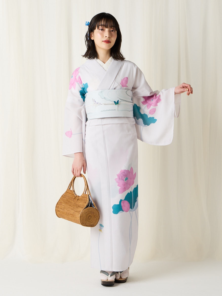 浴衣単品「 ロータス 」(FREE オフホワイト): ふりふ ｜ミマツグループ