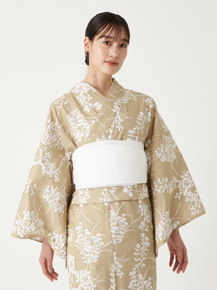 WEB限定】浴衣＋へこ帯＋着付け冊子3点セット(FREE オフホワイト