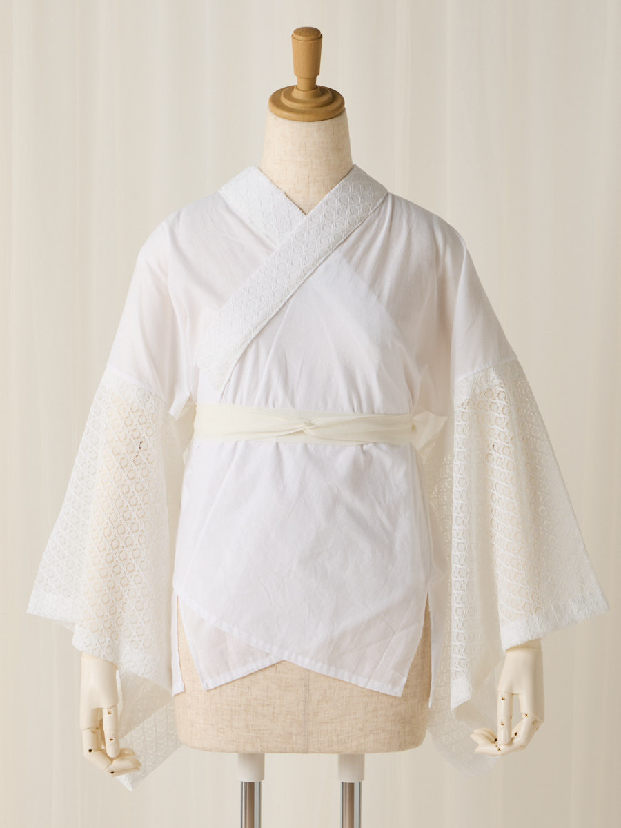 ラスト1点】レース半襦袢 「 幾何学 」(M ホワイト): ふりふ ｜ミマツ