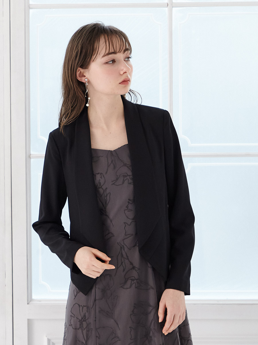 試着キャンペーン対象】ショールカラージャケット(M ブラック): AIMER