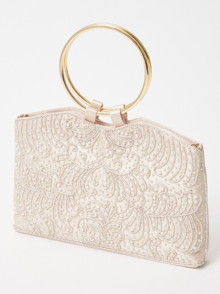 ハンドル付きビーズ刺繍バッグ(FREE ベージュ): AIMER | エメ ｜ミマツ