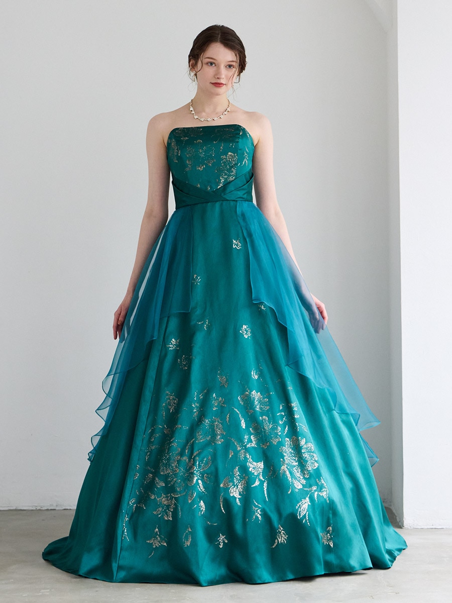 Lirene/タスラン×ラメグリッターAラインロングドレス(M レッド): AIMER