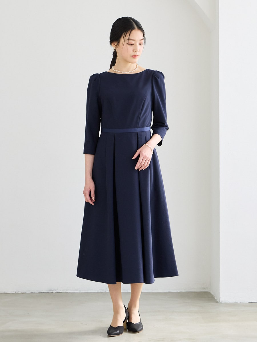 シアサッカーAラインフレアワンピース(M ベージュ): AIMER | エメ