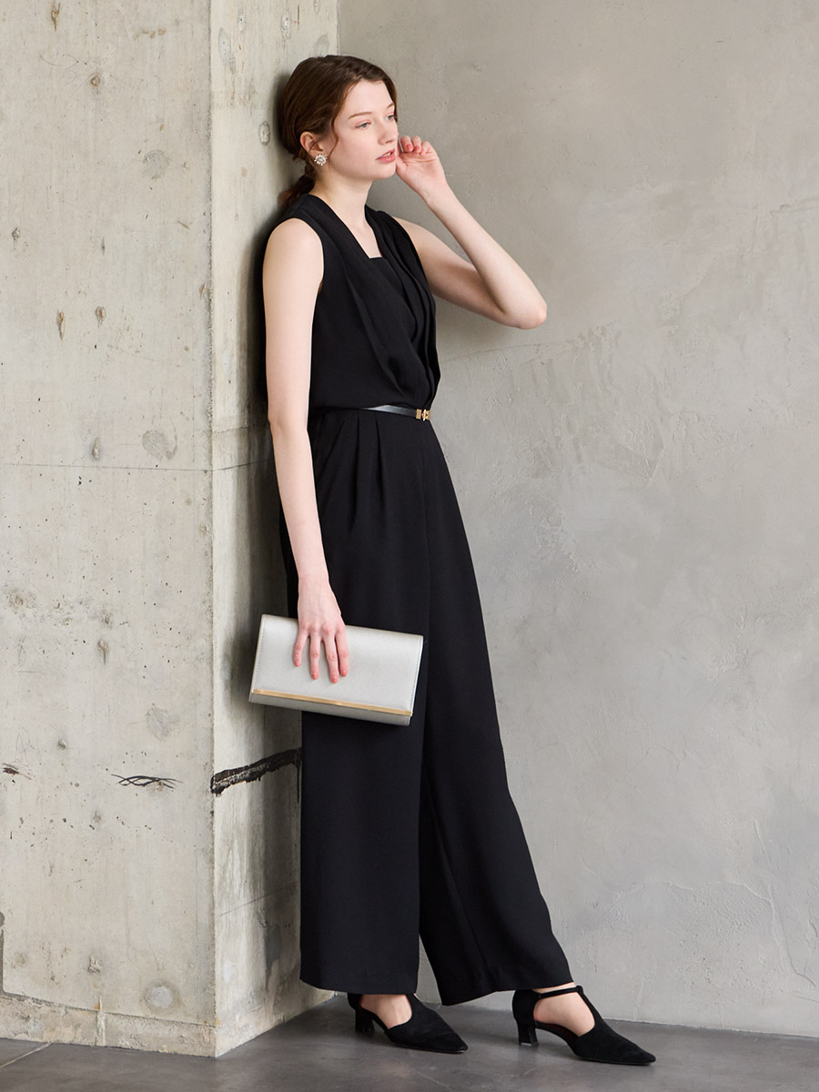 試着キャンペーン対象】ストレートパンツオールインワン(S グレー