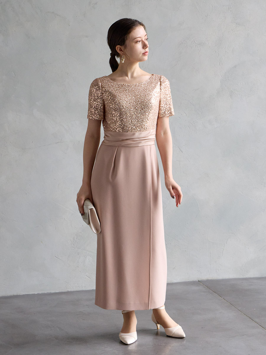 WEB/Aimer Acret店限定】スパンコールタイトラインドレス(M ブラック