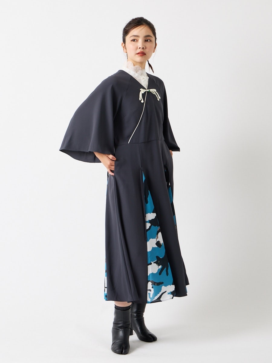 三毛雲・あんみつ カシュクール切り替えワンピース(FREE ネイビー