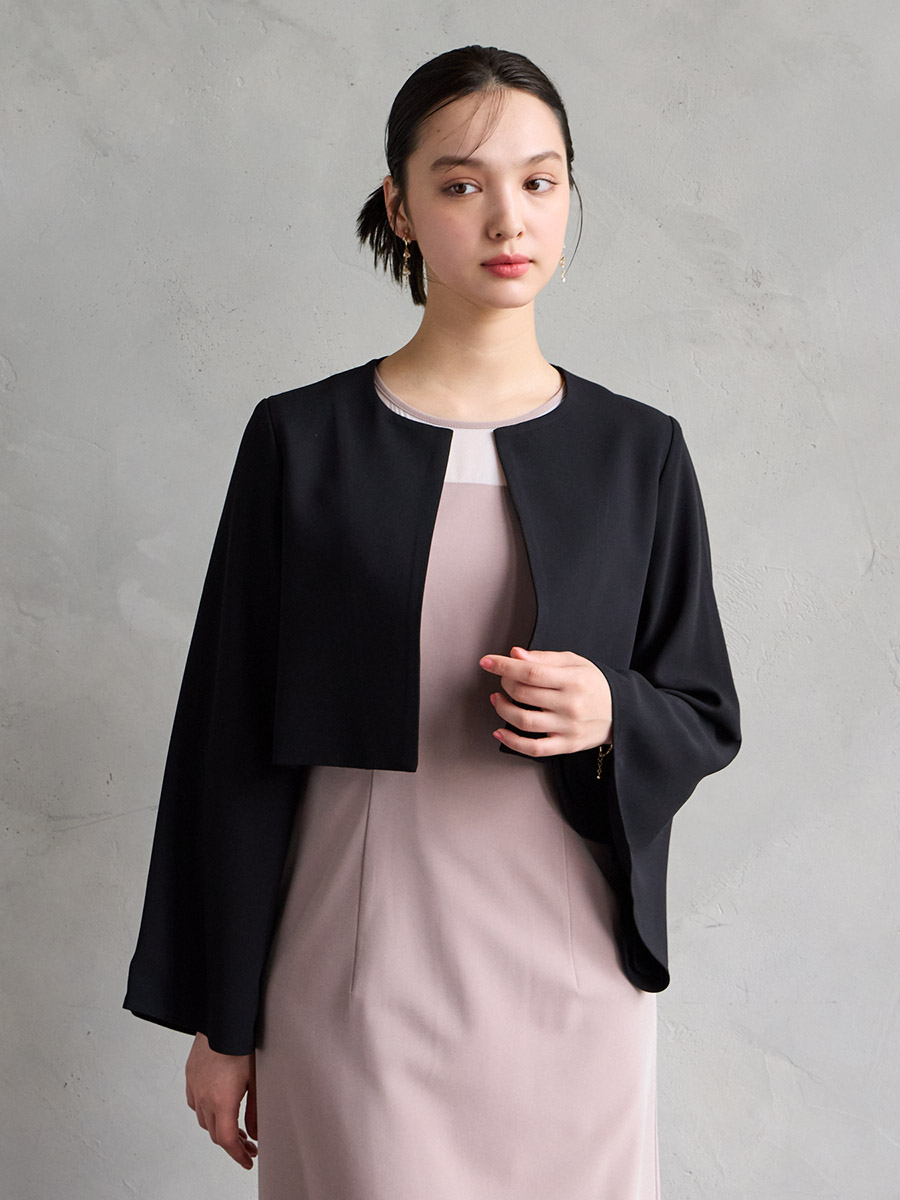 試着キャンペーン対象】袖ファスナーフレアスリーブジャケット(M