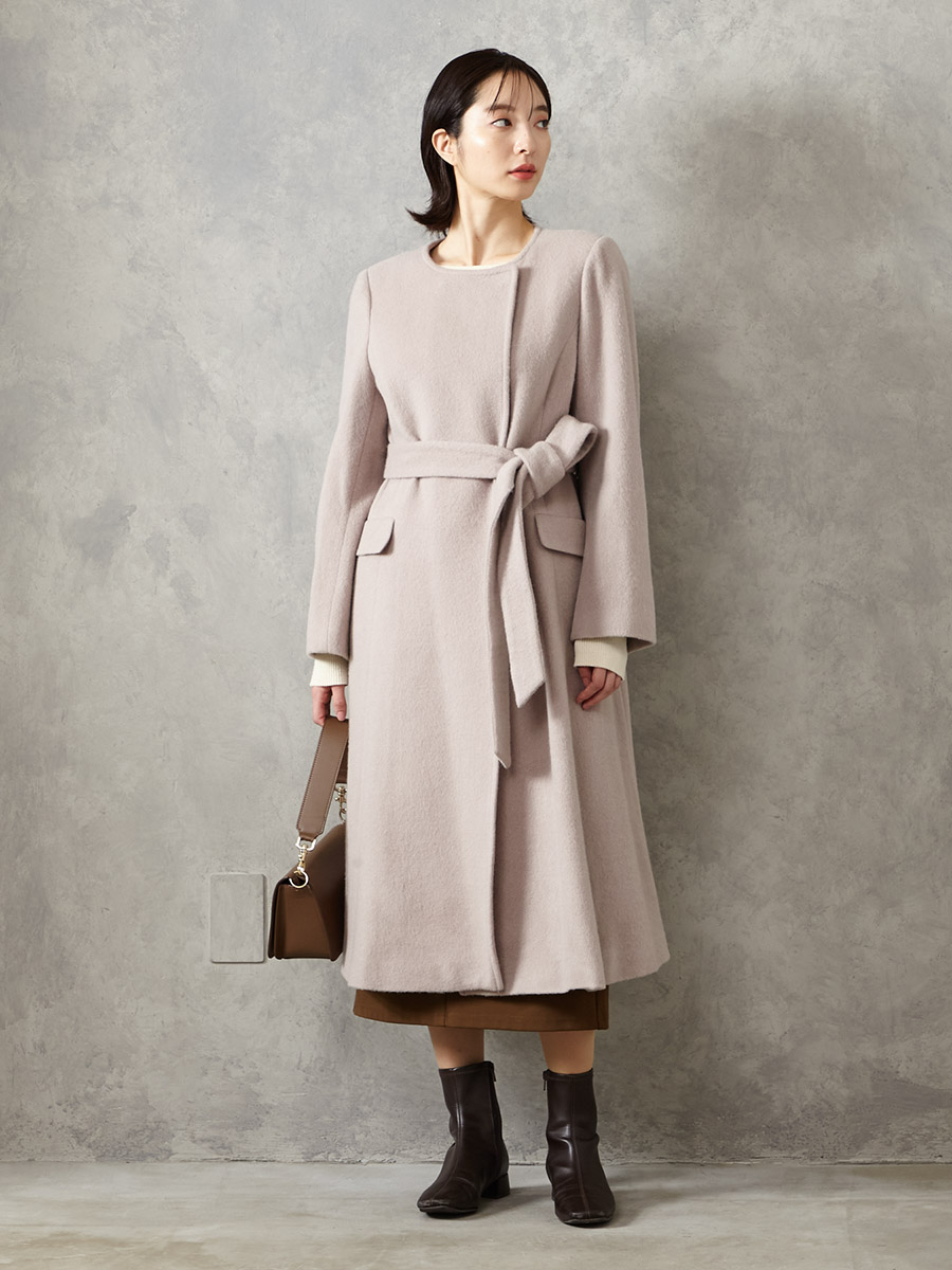 アルパカシャギーフィット＆フレアコート(L ライトグレー): AIMER