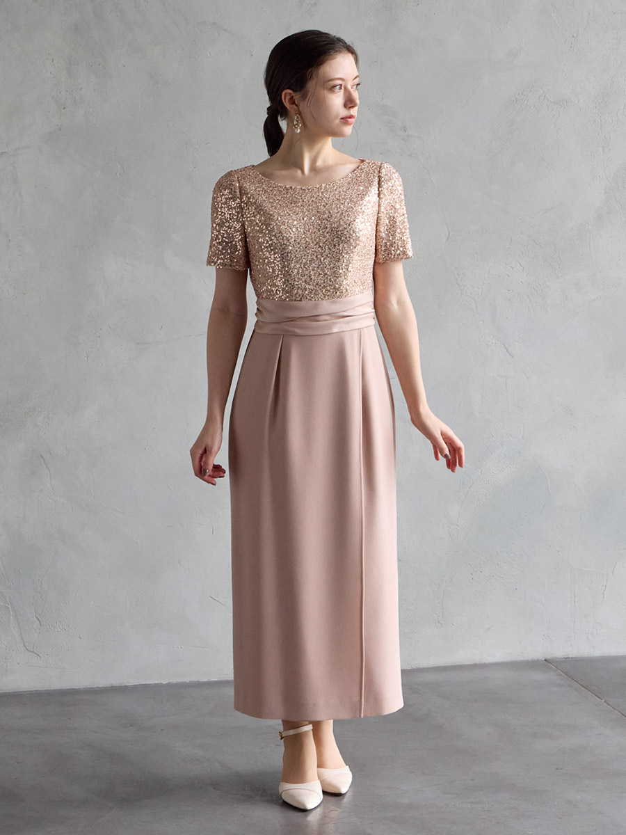 WEB/Aimer Acret店限定】スパンコールタイトラインドレス(M ブラック