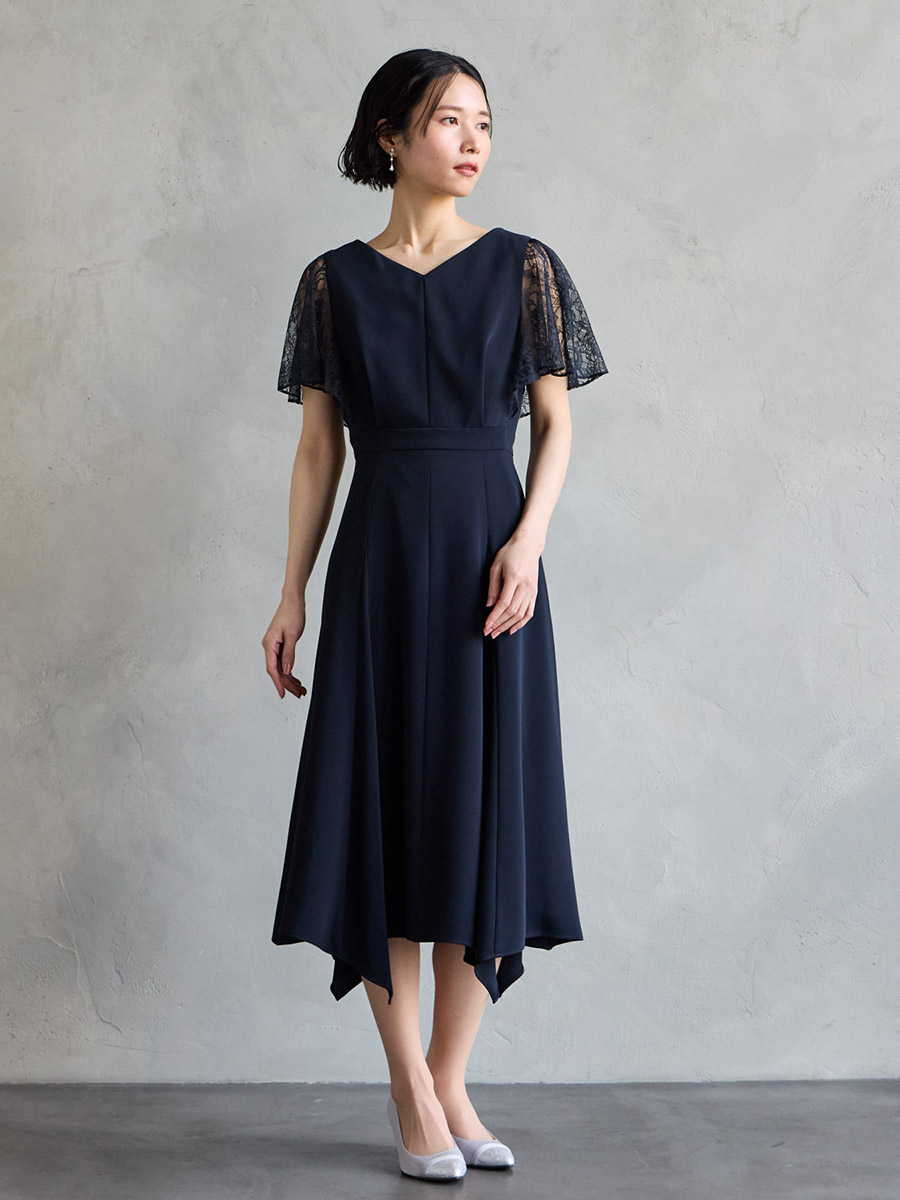 イレギュラーヘム・ミモレ丈ドレス｜パーティードレスの通販AIMER