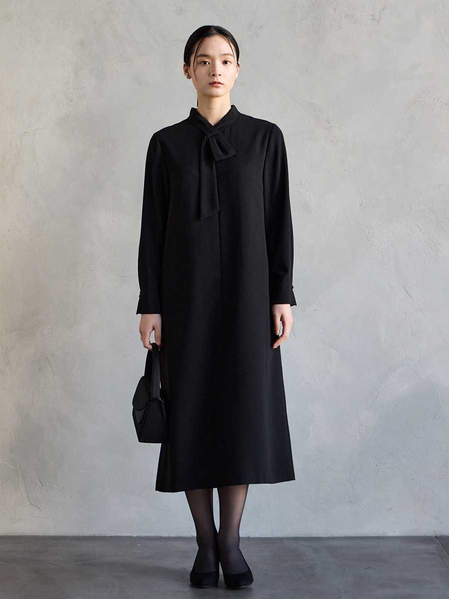 喪服・礼服】【WEB限定】リボンタイデザイン前開きブラックフォーマル