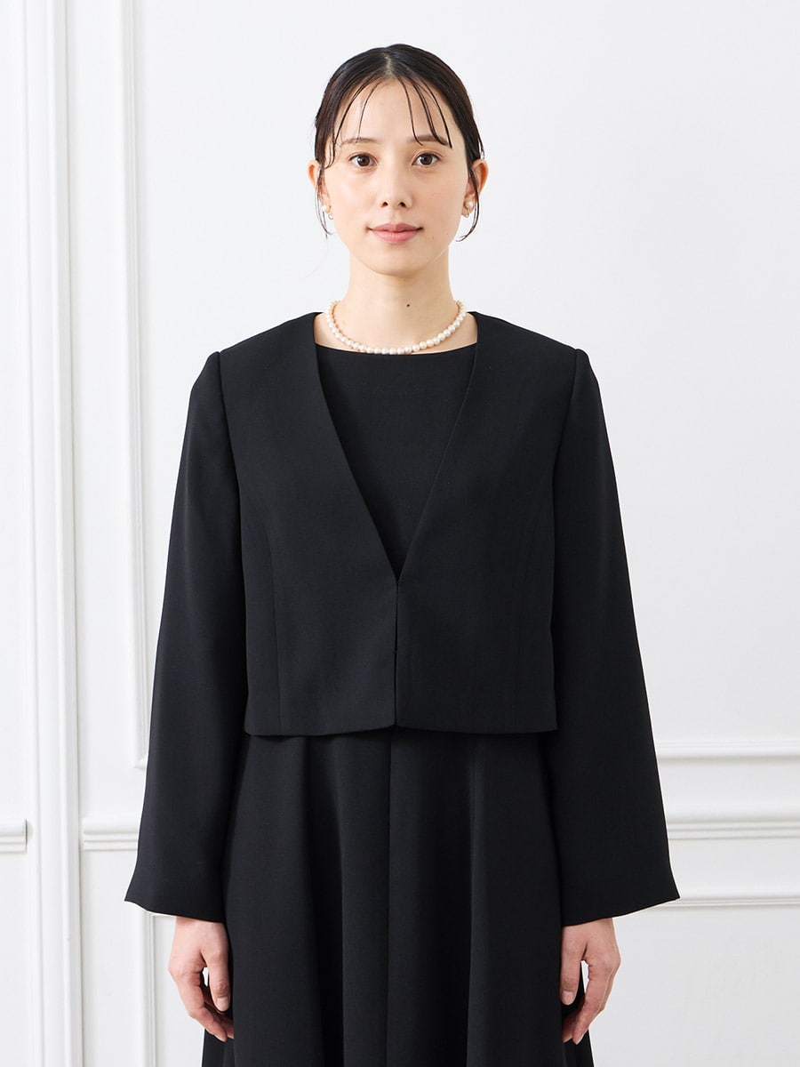 喪服・礼服】【夏用喪服】【洗える・手洗い可】Vネックフレアスリーブ