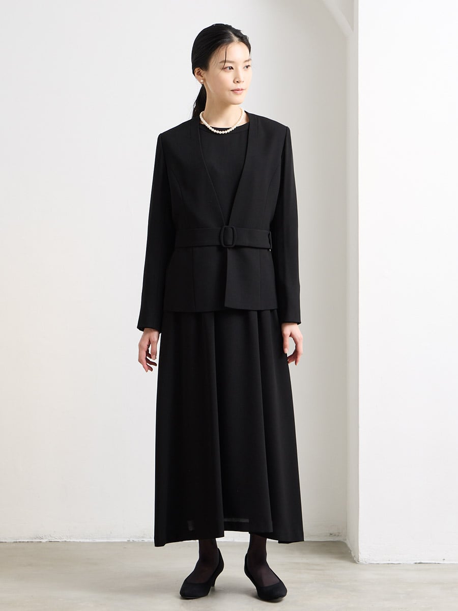 喪服・礼服】【WEB限定】ベルト付きブラックフォーマルアンサンブル