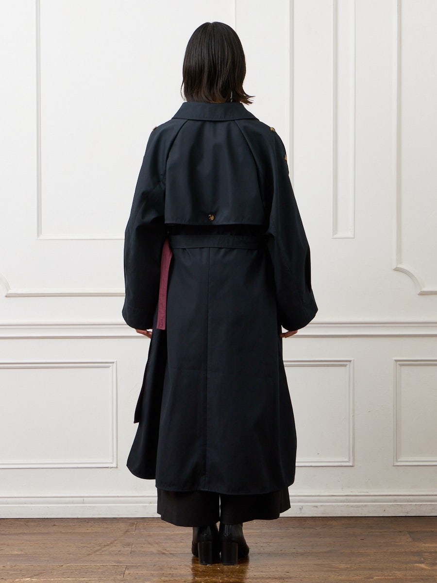 ラスト1点】花園ボンディングトレンチコート(FREE ブラック): ふりふ