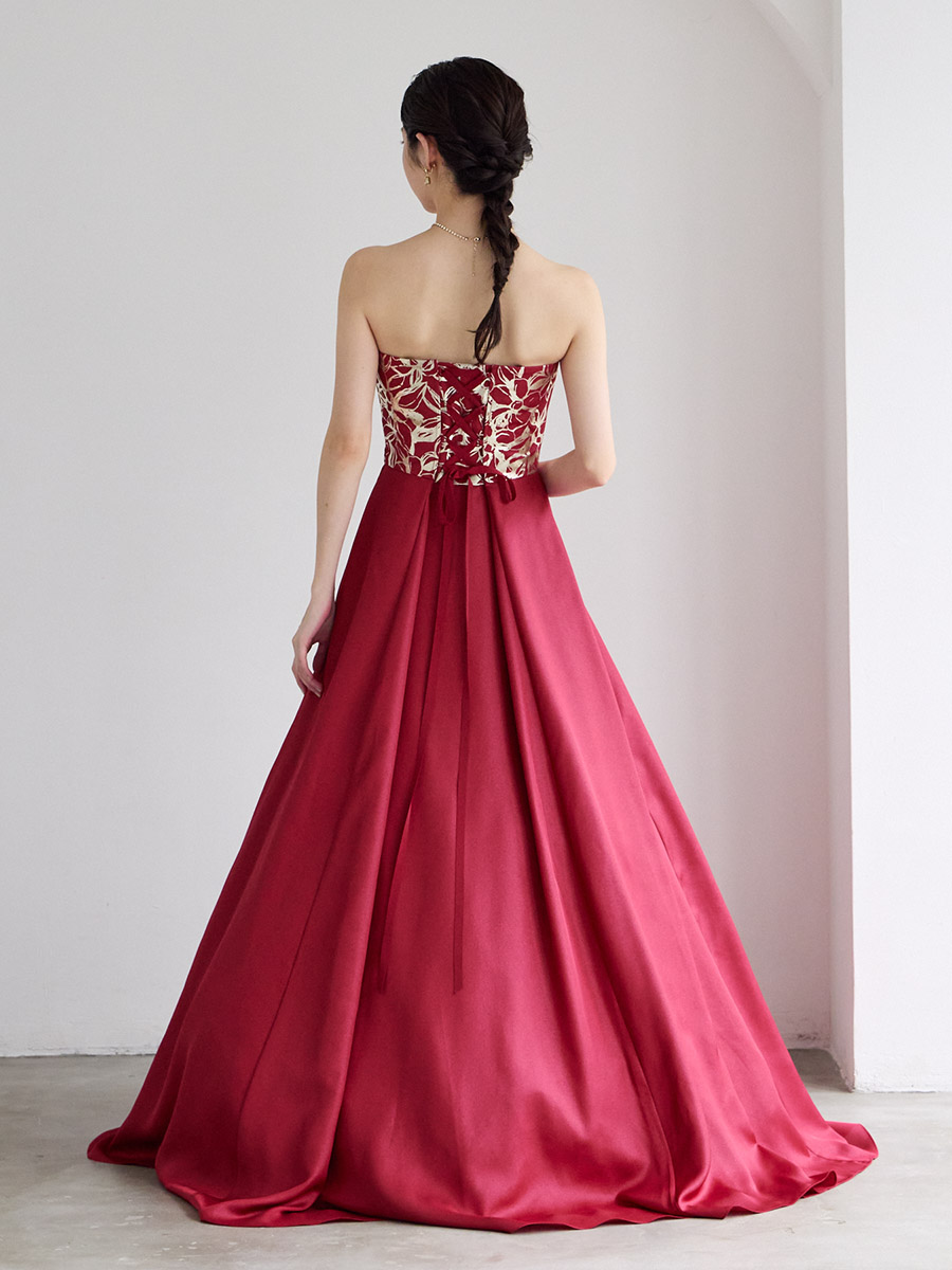 AIMER 赤 ロングドレス 13 WEB限定】ジャカード織カラーロングドレス(M