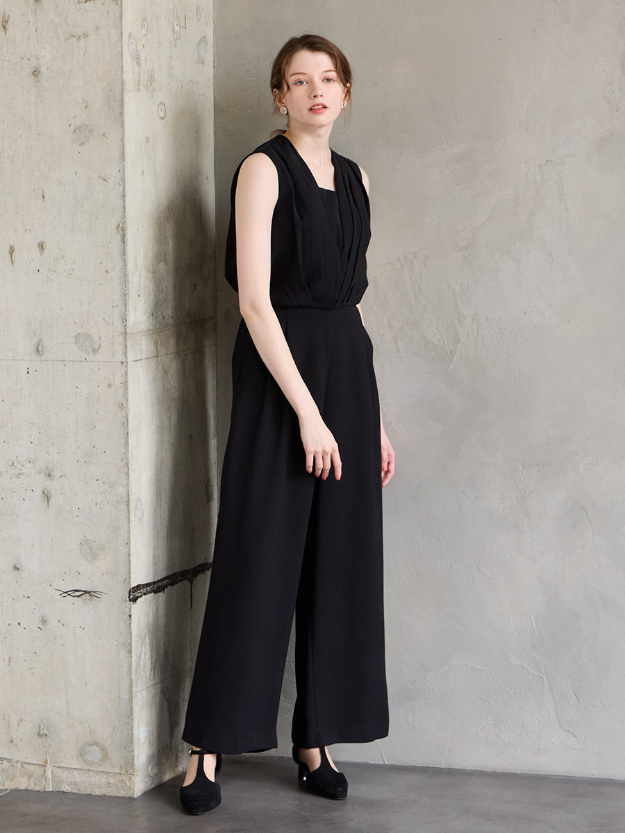 試着キャンペーン対象】ストレートパンツオールインワン(S グレー