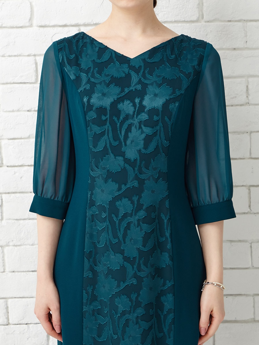 カットジャカードタイトラインドレス｜パーティードレスの通販AIMER