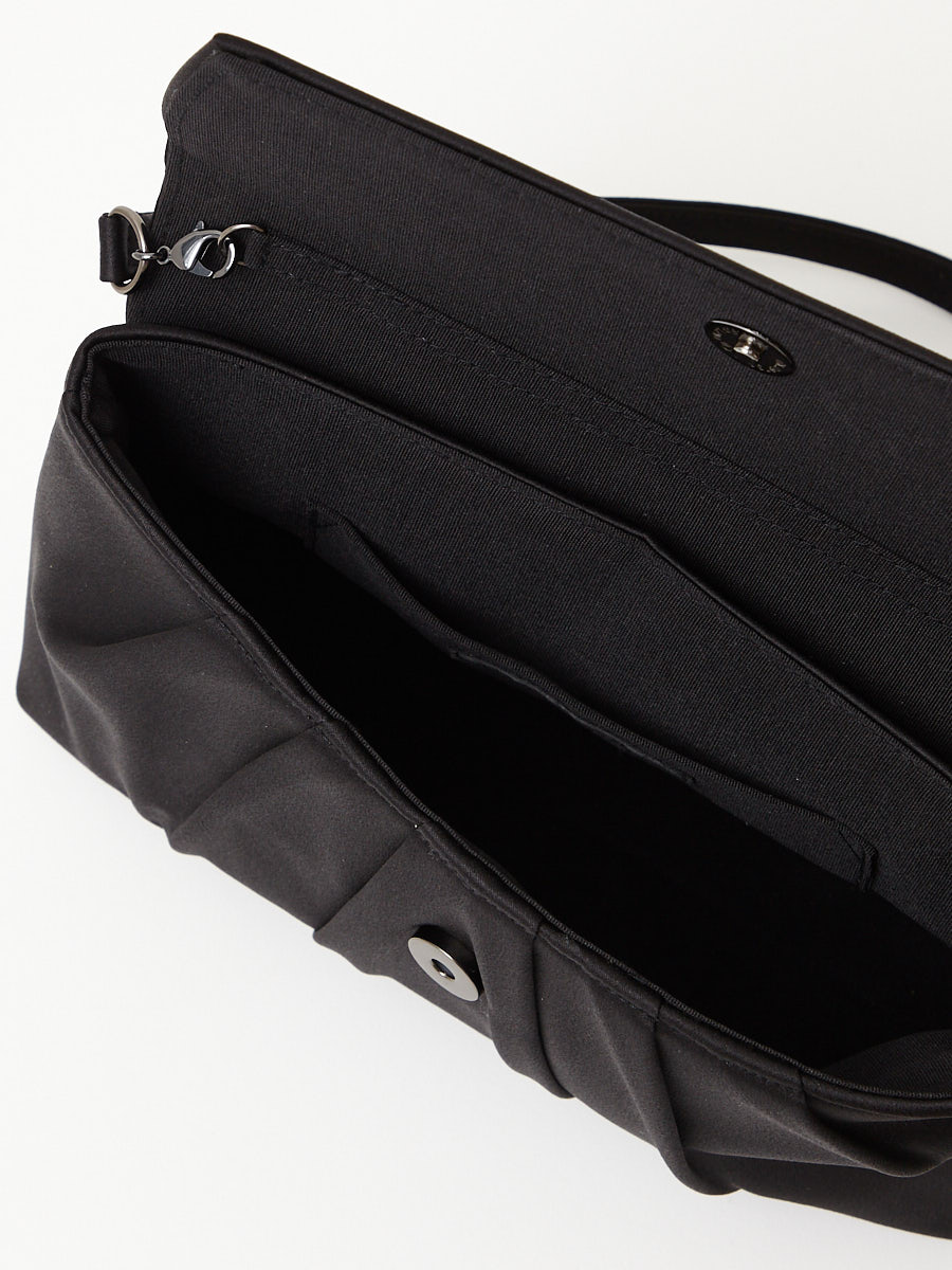 喪服・礼服用】タックデザインブラックフォーマルショルダーバッグ