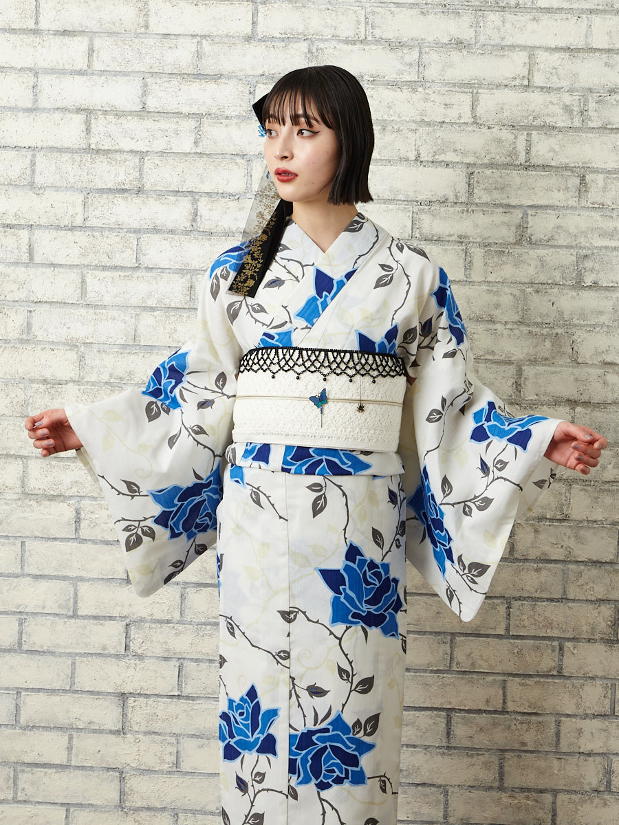 浴衣単品「 NaturalFurifu 青薔薇 」(FREE ブルー): ふりふ ｜ミマツ