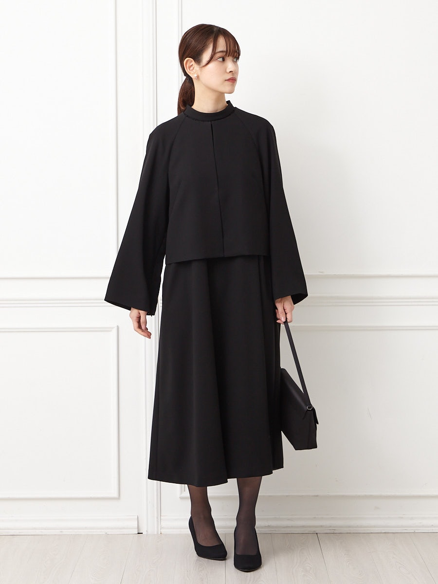 喪服・礼服】【ウォッシャブル】ラグランスリーブテントラインブラック