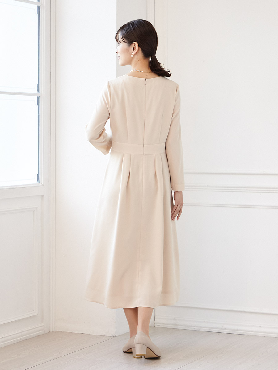 2点セット】ミックスツイードジャケット＋8分袖ワンピース(M ベージュ
