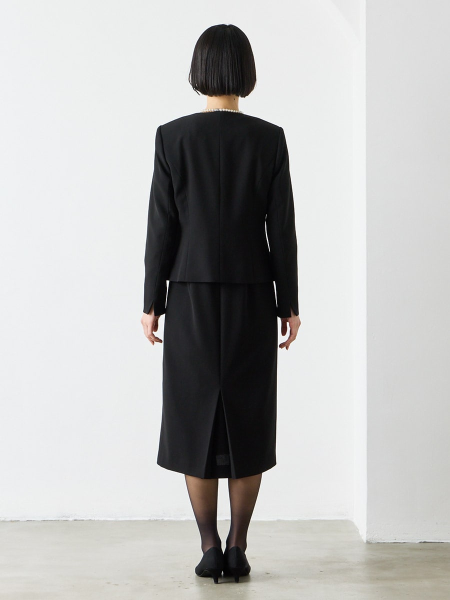 喪服・礼服】【ウォッシャブル】ブラックフォーマルアンサンブル（V