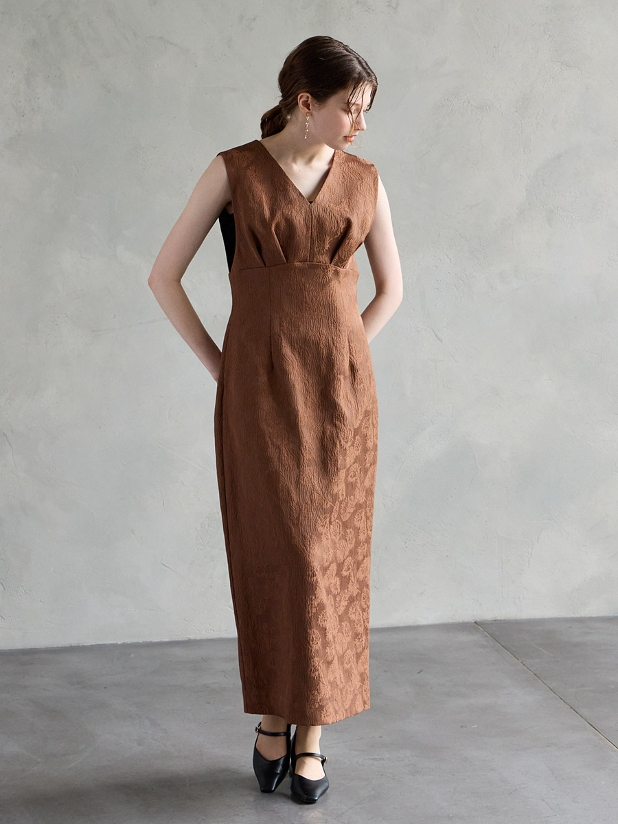 試着キャンペーン対象】チュールブラウス付きジャカードIラインドレス