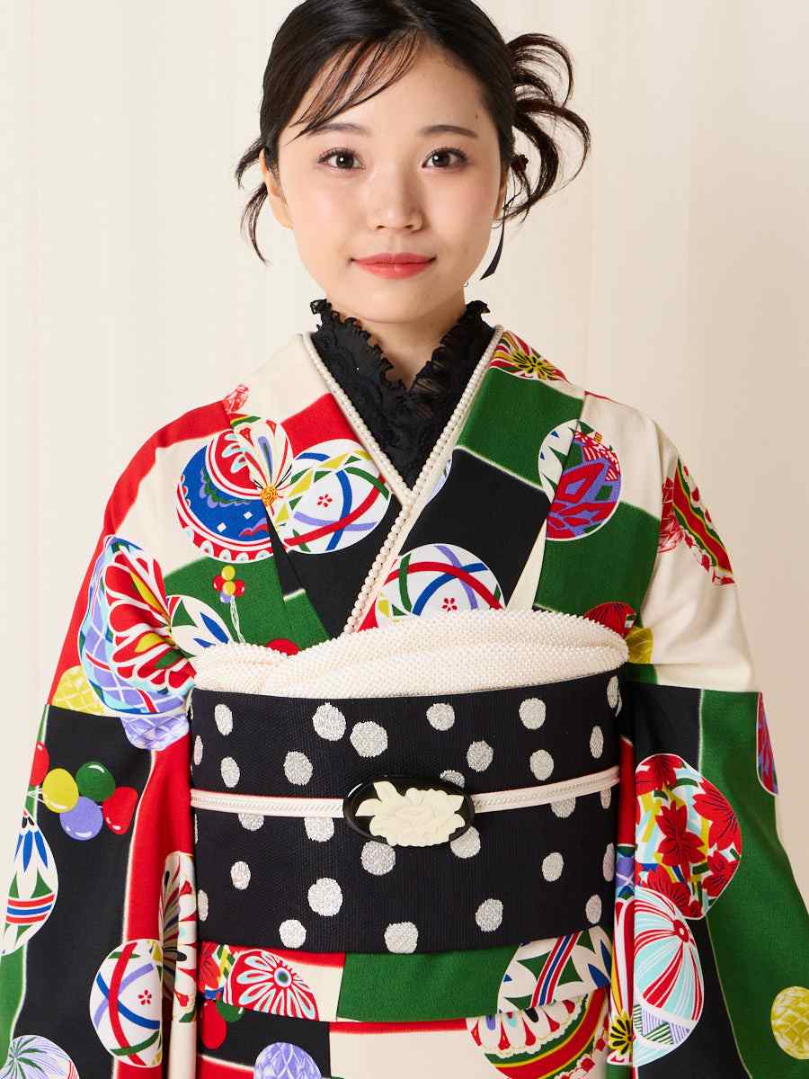 残りわずか】振袖単品「まりぼんぼん」(FREE レッド): ふりふ ｜ミマツ