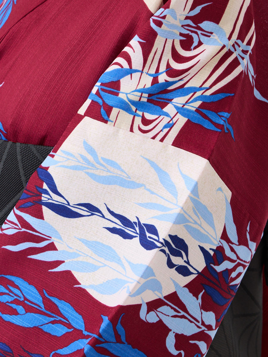 浴衣単品「 NaturalFurifu 月と柳 」(FREE ボルドー): ふりふ ｜ミマツ