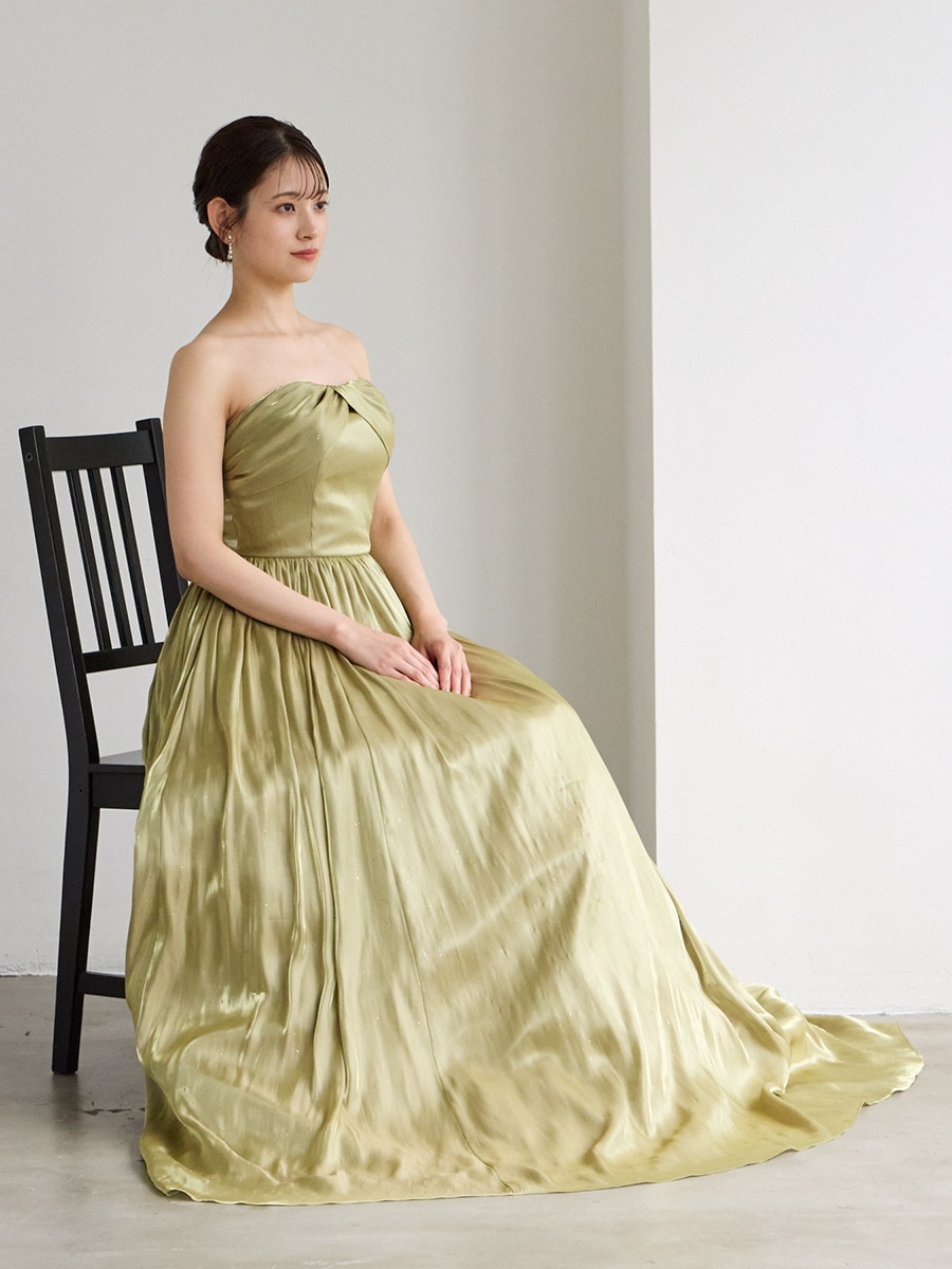 残りわずか】sweet plant/シャンブレーサテンロングドレス(M