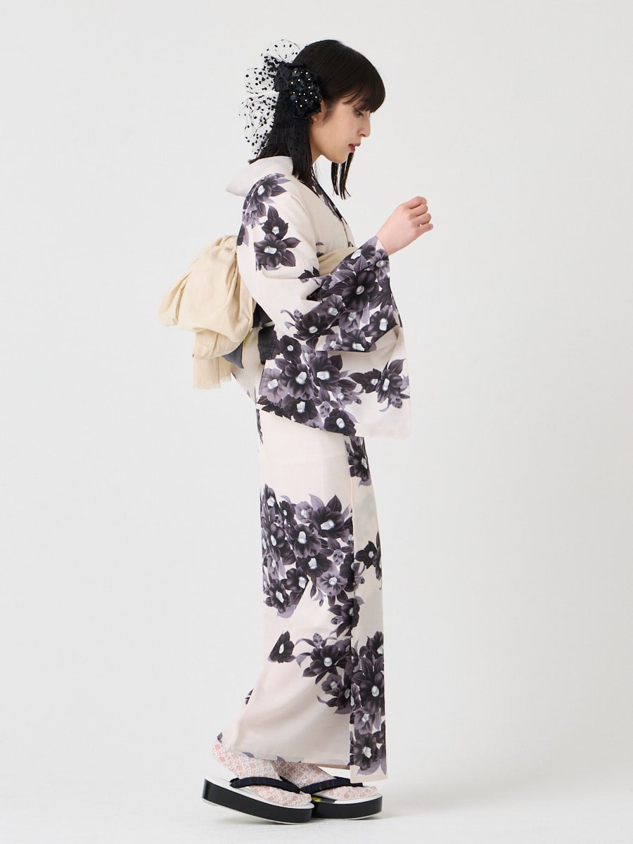 浴衣単品「 ガーデンカメリア 」(FREE ブラック): ふりふ ｜ミマツ