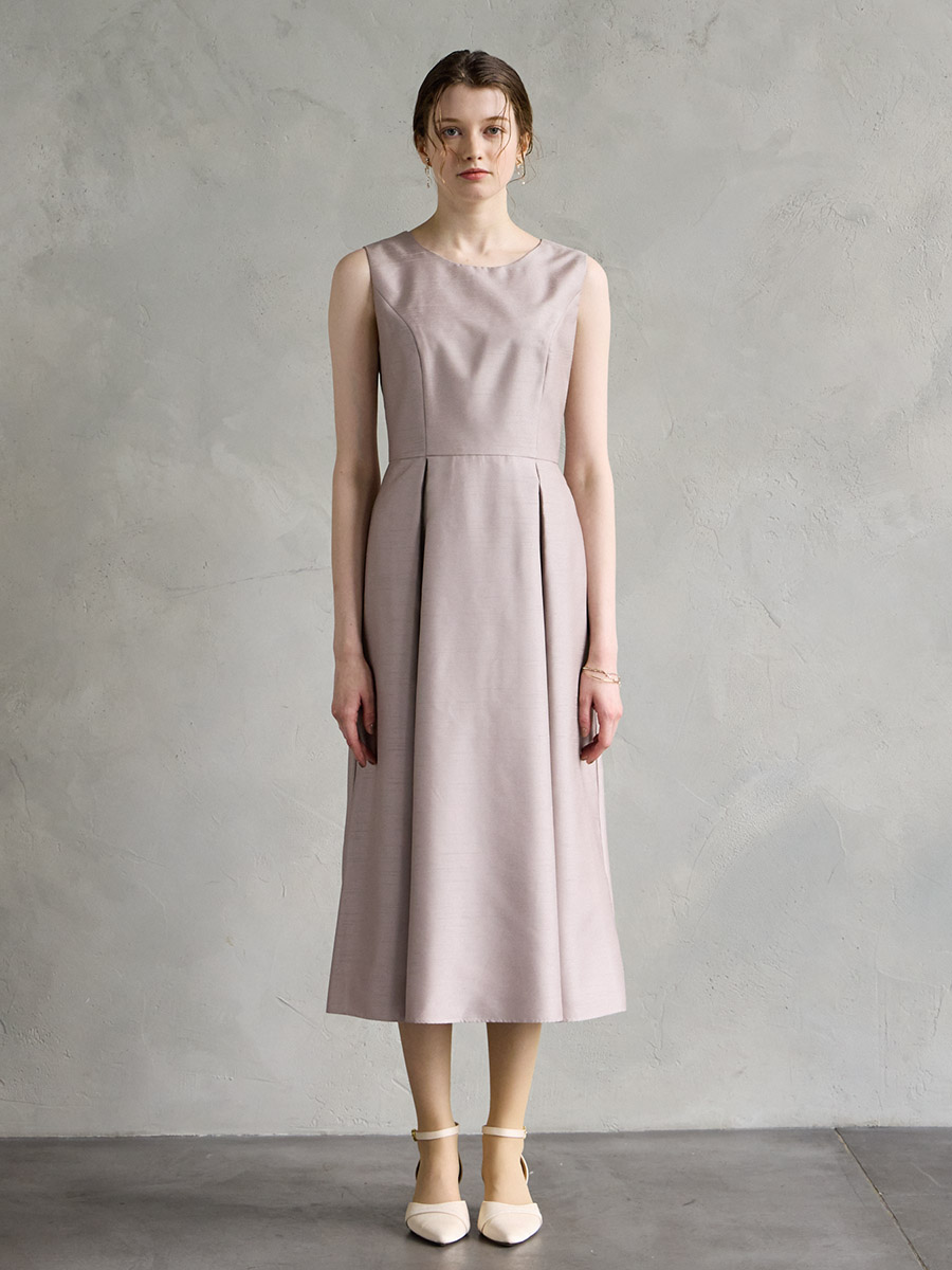 レースブラウス付シャンタンフィット＆フレアドレス｜パーティードレス