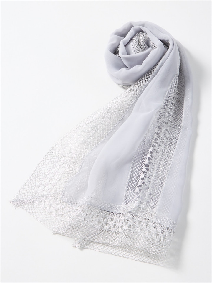 ラメ糸トーションレース×シフォンストール(FREE シルバー): AIMER