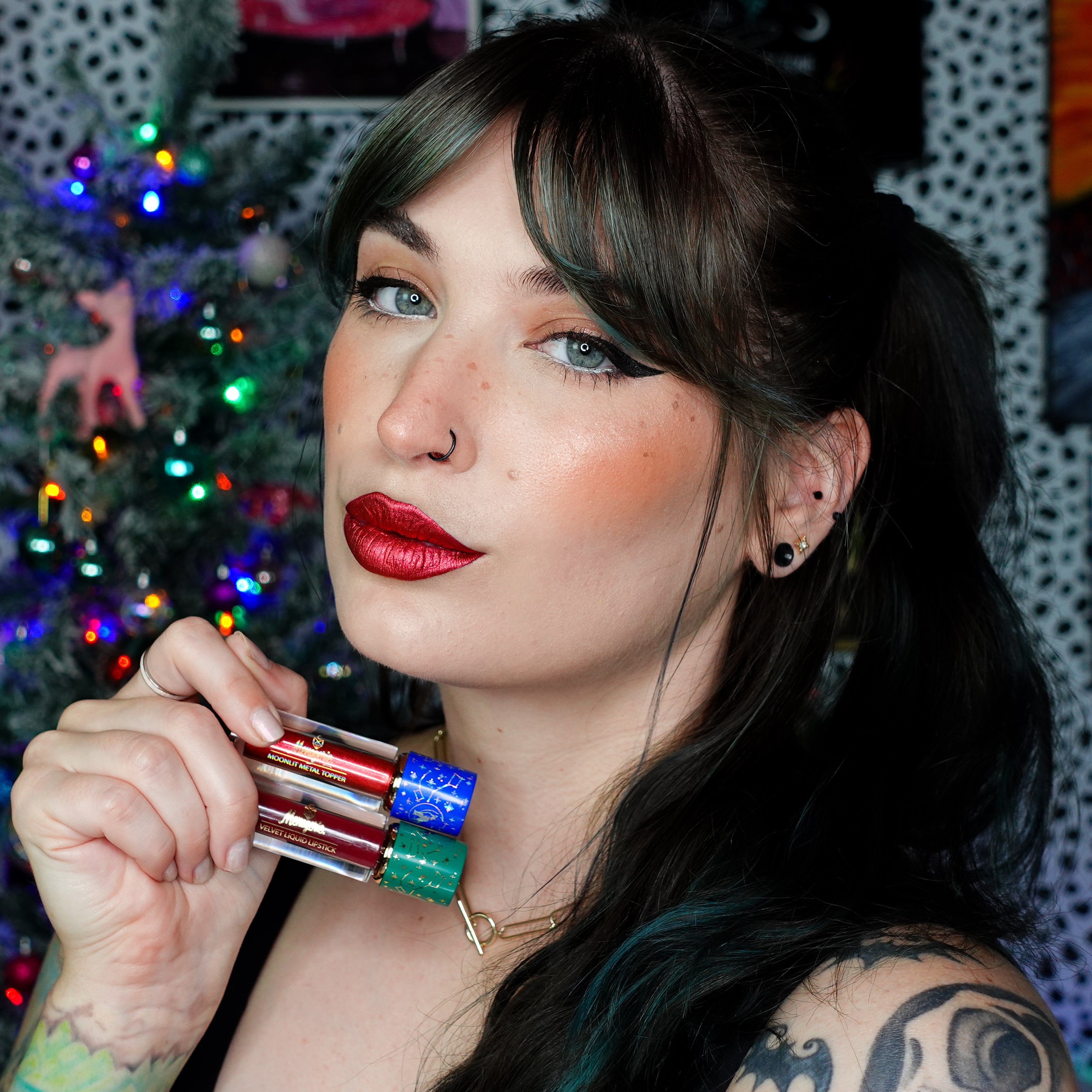 Sparkly Red Metallic Liquid Eyeshadow & Lipstick Glitter Topper