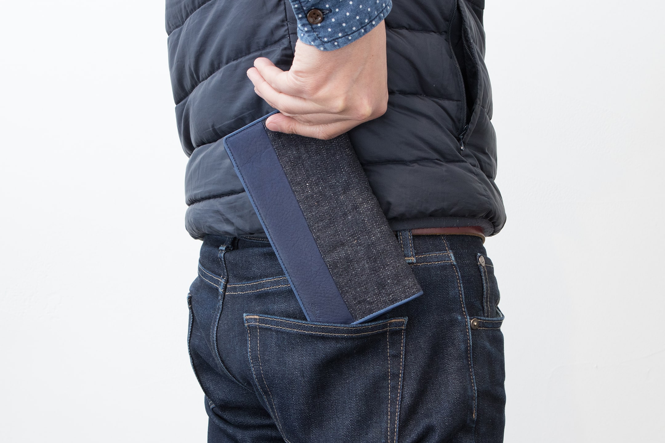 Sデニム x スクモレザー 長財布 | 大人のバッグ・財布・ 長財布 など