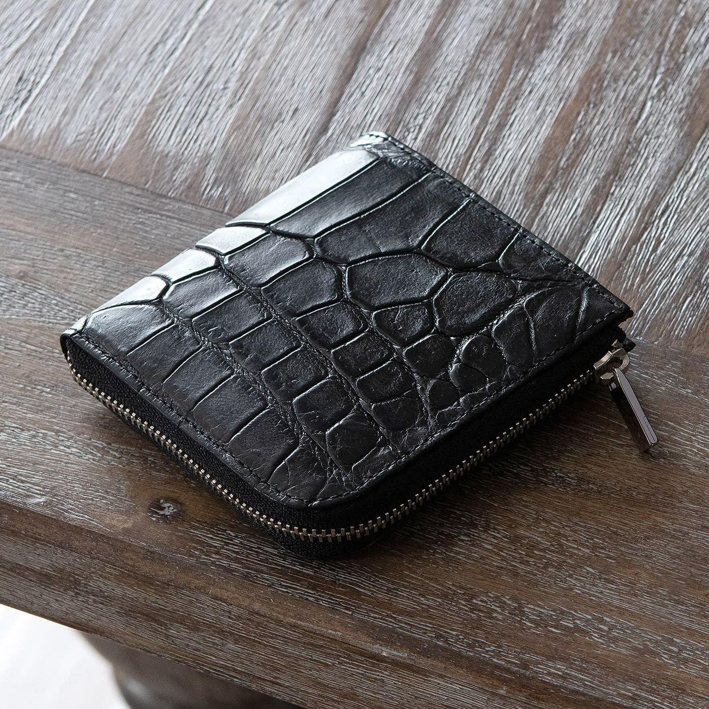 NISHIページ クロコダイル L字ファスナー財布 ナイルクロコダイル L字