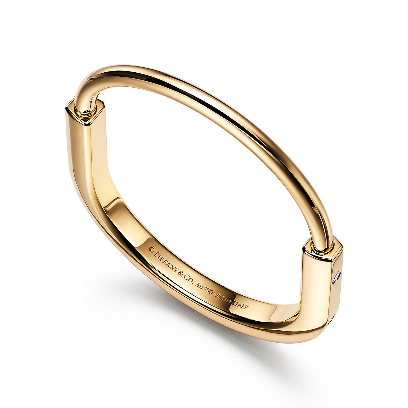 Tiffany Lock Bangle in Yellow Gold with Diamond Accents | Tiffany