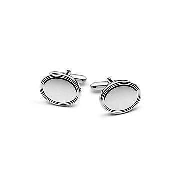 オーバル カフリンクス エンジン ターン シルバー | Tiffany & Co.