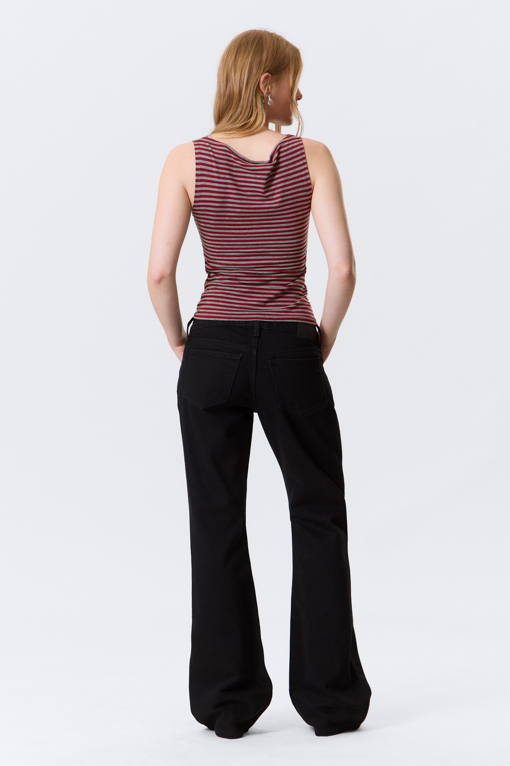 annie striped sleeveless boat-neck top - Dark Red & Grey Stripes