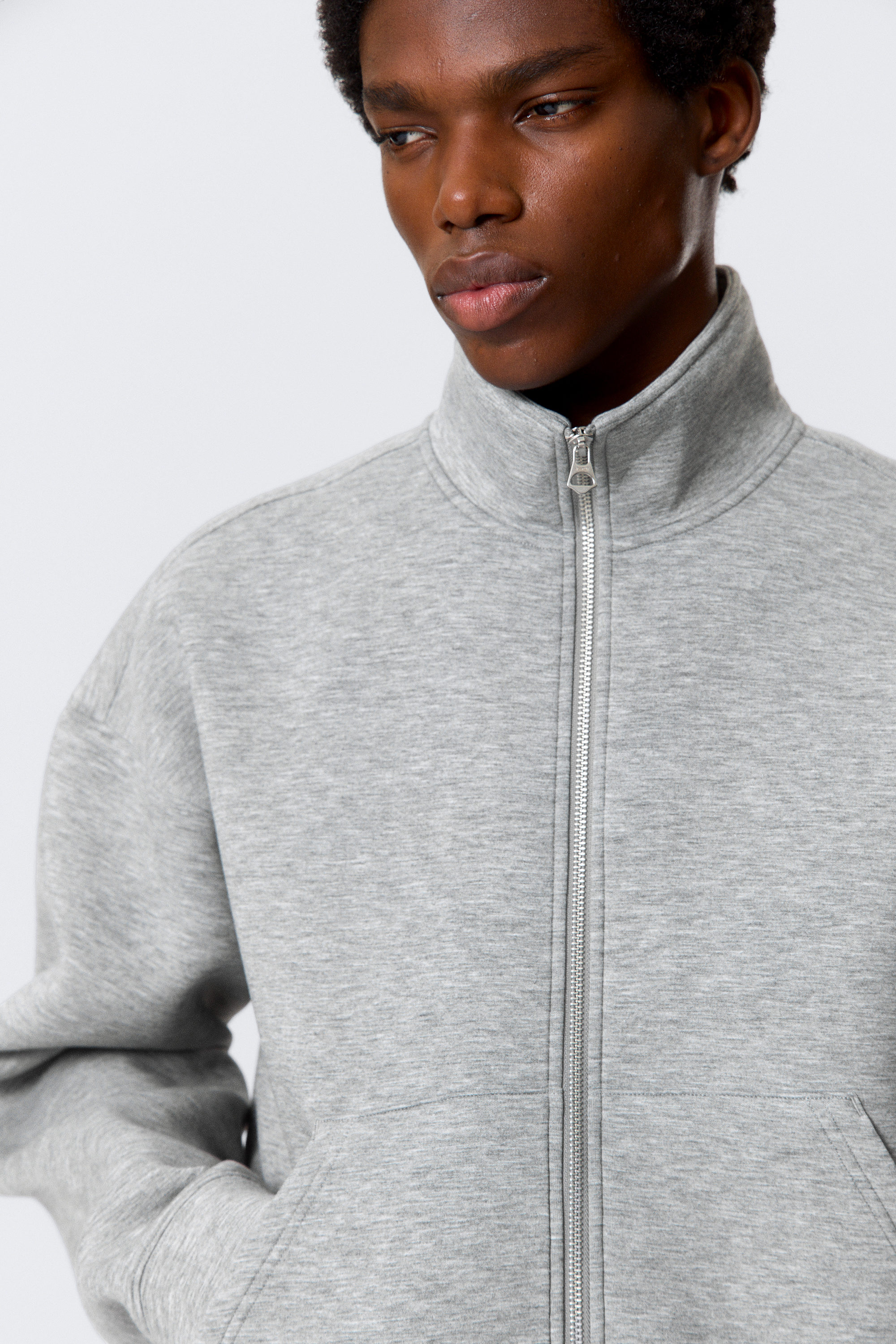 simon scuba zip sweatshirt - Grey Melange | Weekday EU