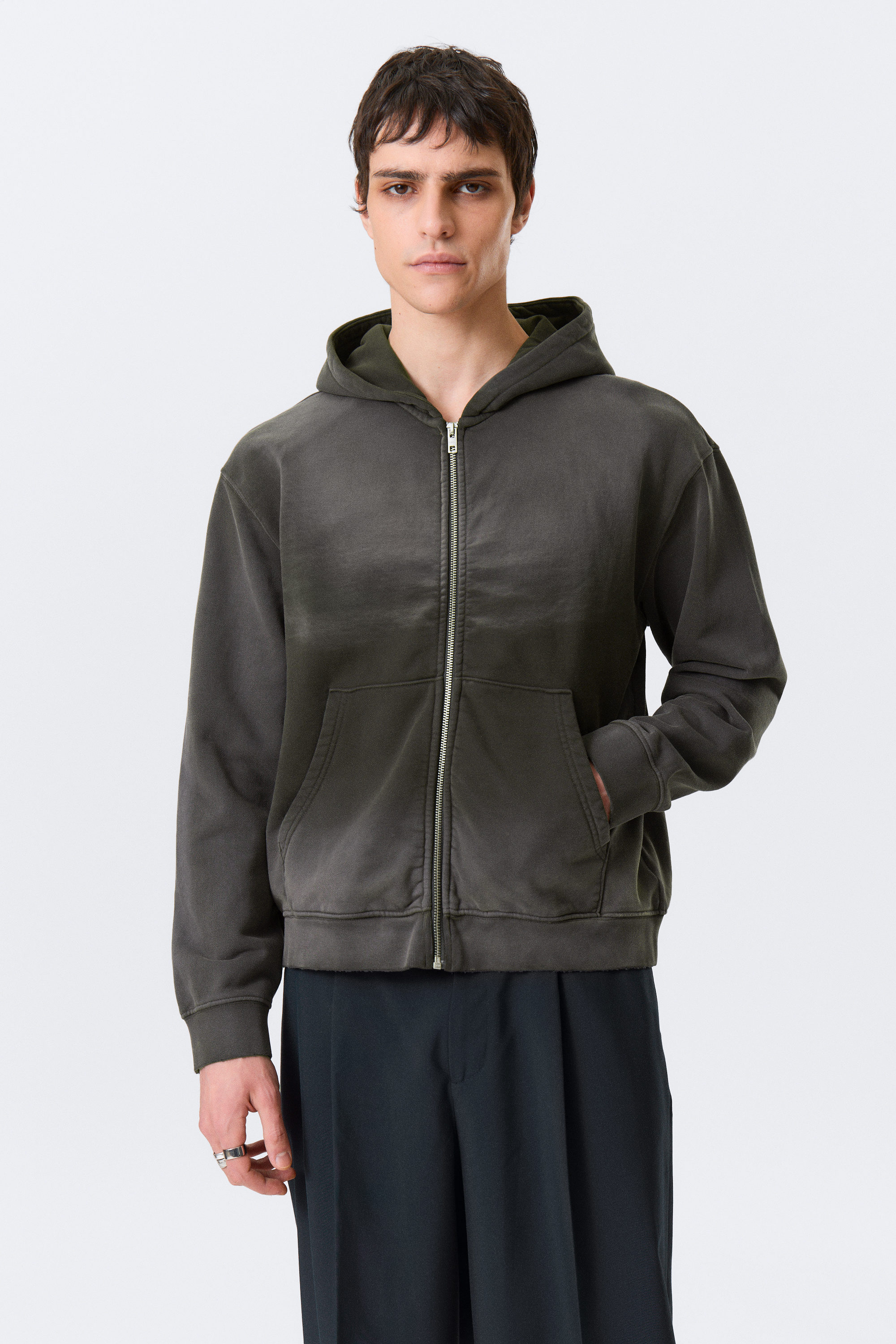 simon scuba zip hoodie - Dark Brown | Weekday WW