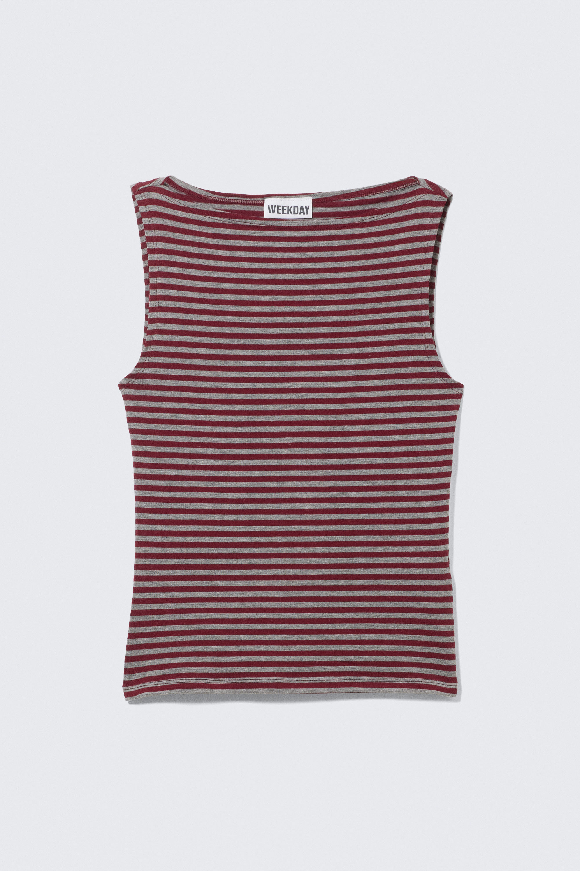 annie striped sleeveless boat-neck top - Dark Red & Grey Stripes