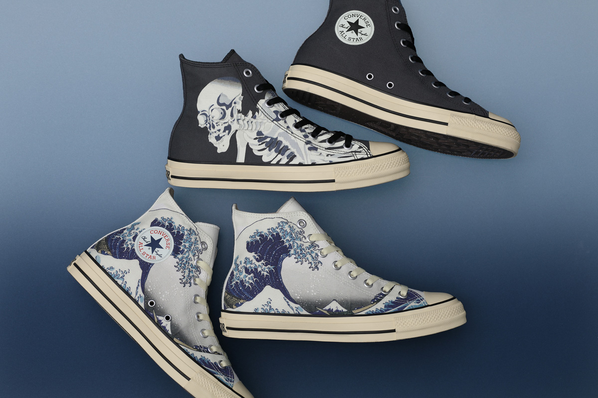 コンバース」から葛飾北斎と歌川国芳の浮世絵を用いた“オールスター