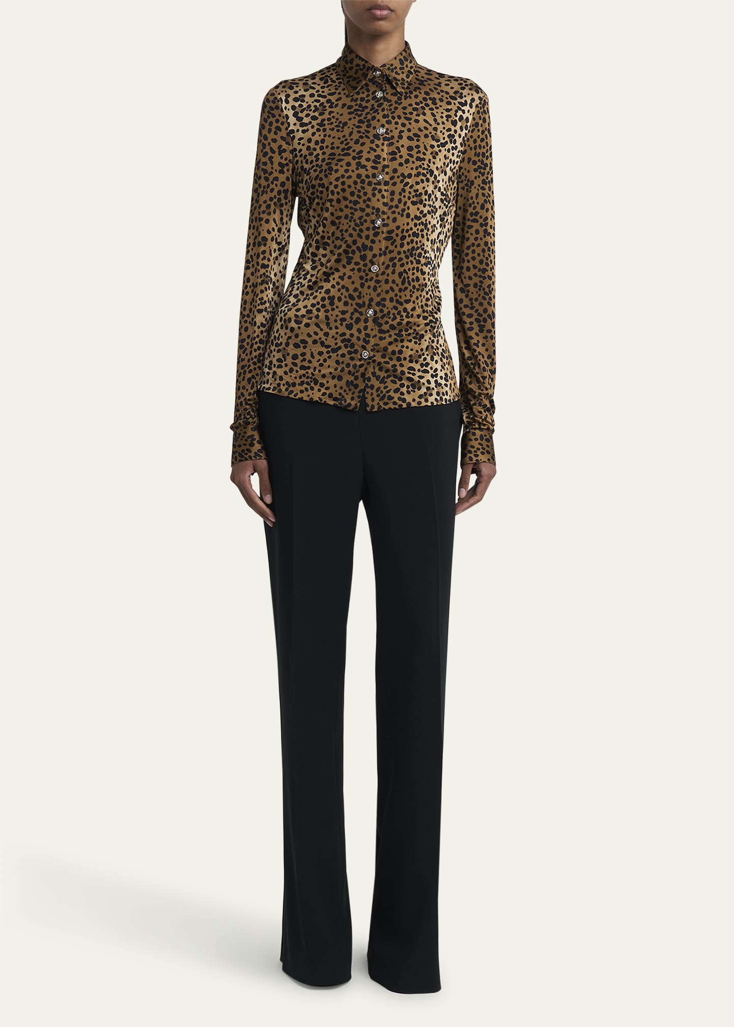 Versace Leopard-Print Liquid Jersey Formal Shirt - Bergdorf Goodman