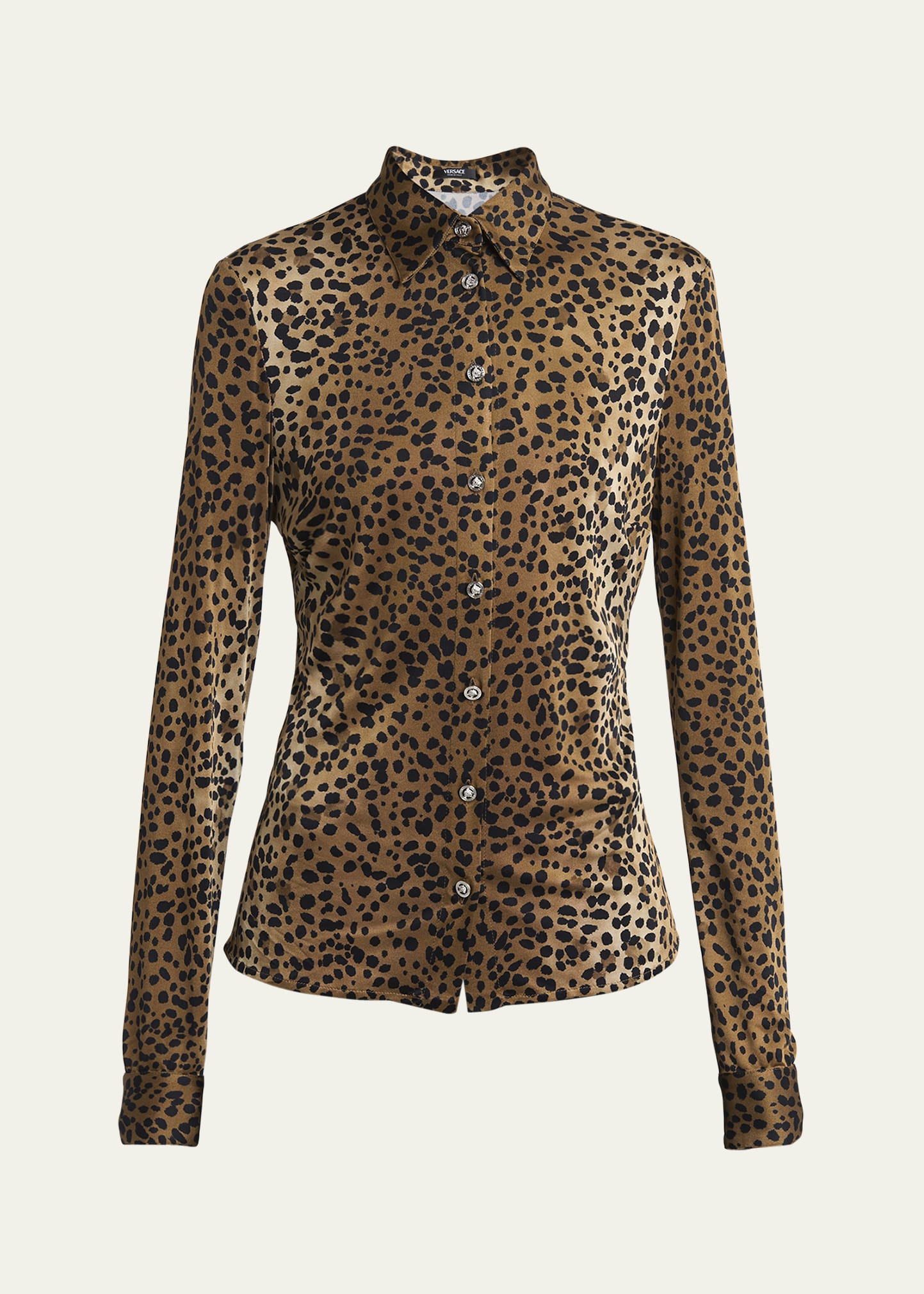 Versace Leopard-Print Liquid Jersey Formal Shirt - Bergdorf Goodman
