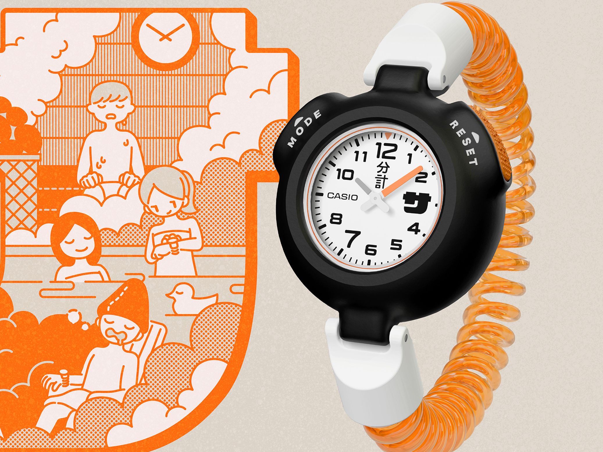 CASIO サ時計 カシオモデル オレンジ ブラック 2色セット CASIO サ時計